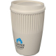 Gobelet personnalisable en plastique durable beige 350 ml avec couvercle et marquage visible