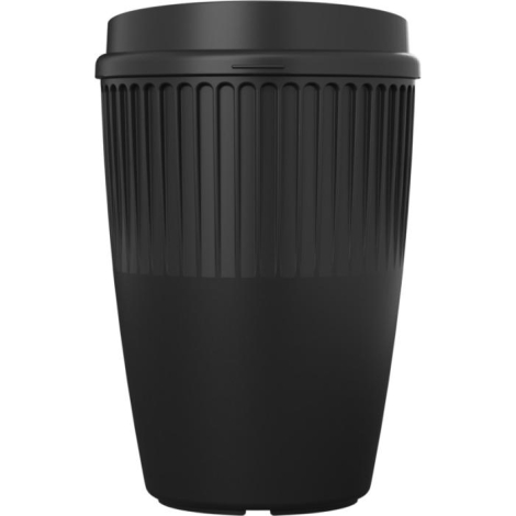 Gobelet réutilisable noir mat en plastique rigide à texture nervurée
