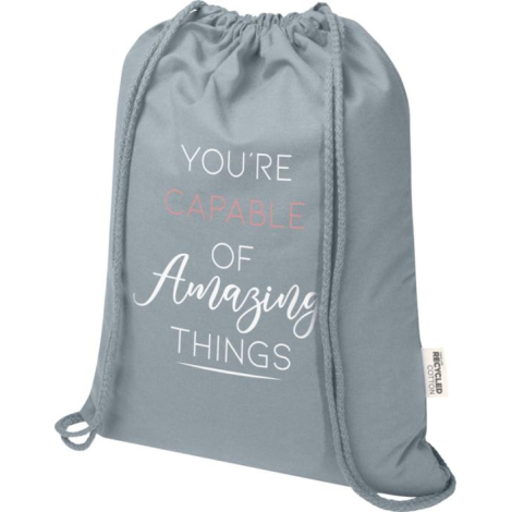 Sac publicitaire 140g en coton recyclé avec cordon Oregon Blend