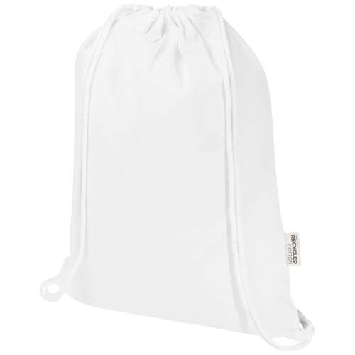 Sac publicitaire 140g en coton recyclé avec cordon Oregon Blend Blanc