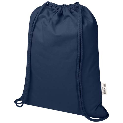 Sac publicitaire 140g en coton recyclé avec cordon Oregon Blend Marine
