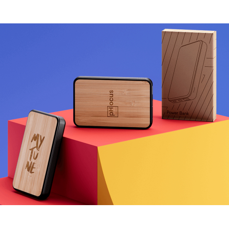 Batterie personnalisable en bambou recyclé 5 000 mAh Core