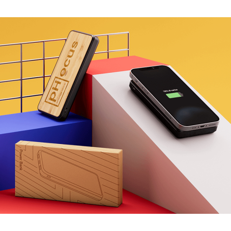 Batterie à personnaliser en bambou recyclé 10 000 mAh Zap