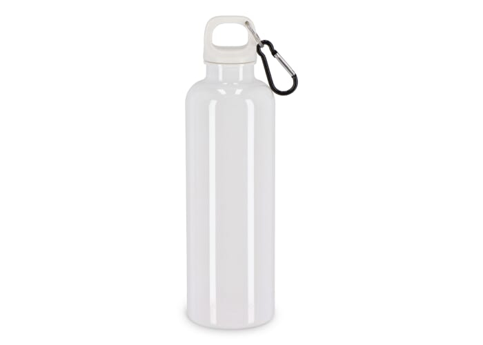 Gourde recyclée 750 ml à personnaliser avec mousqueton Nina Blanc