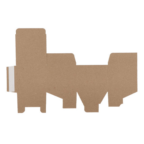 Coffret en carton brun à plat, structure dépliée sans marquage visible
