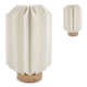 Lampe LED pliable en bois ouverte, posée à la verticale avec marquage visible sur la base