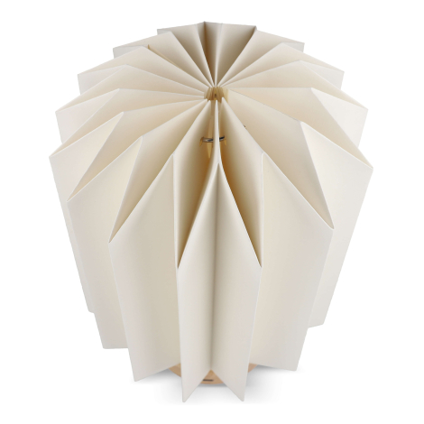 Vue du dessus d’une lampe plissée en papier à marquage discret