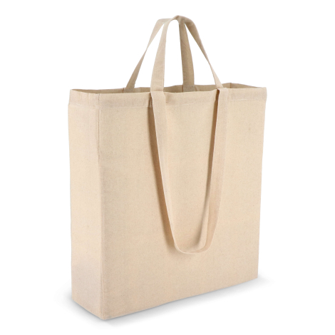 Sac en coton posé debout, prêt à être personnalisé sur ses grandes faces