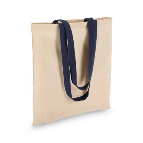 Vue arrière d’un sac personnalisé avec longues anses bleu marine