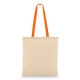 Sac à plat en coton naturel avec anses orange prêtes à personnaliser