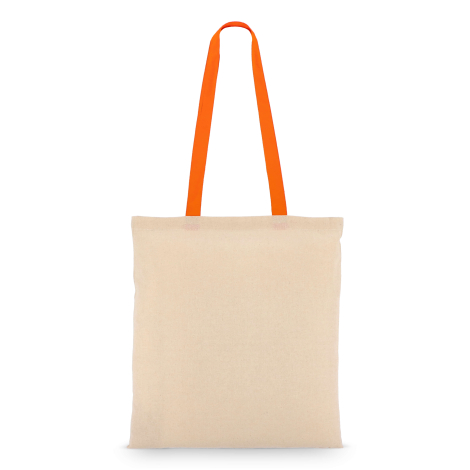 Sac à plat en coton naturel avec anses orange prêtes à personnaliser