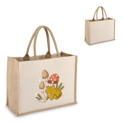 Sac publicitaire anses courtes et soufflet jute et coton 320g