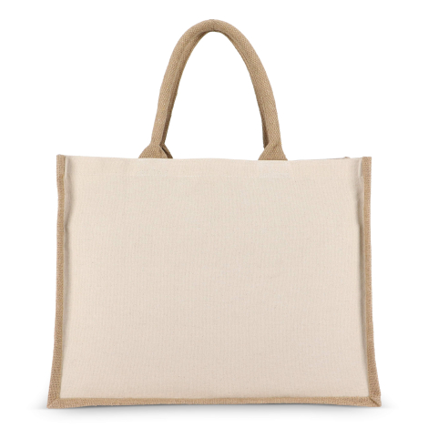 Sac Jute-Cotton vu à plat, avec fond et côtés en jute, sans marquage visible