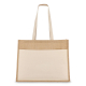 Vue de face du tote bag bi-matière posé debout sans marquage visible