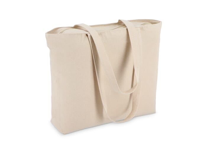 Sac personnalisé coton zippé 320g grand format Ecru