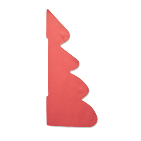 Sapin rouge en papier alvéolé plié à plat avec support cartonné visible