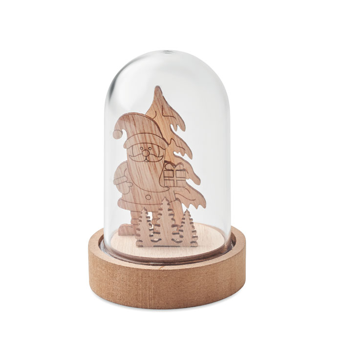 Décoration LED promotionnelle sous cloche Rovani Bois
