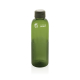 Bouteille verte translucide avec bouchon noir et base texturée en relief