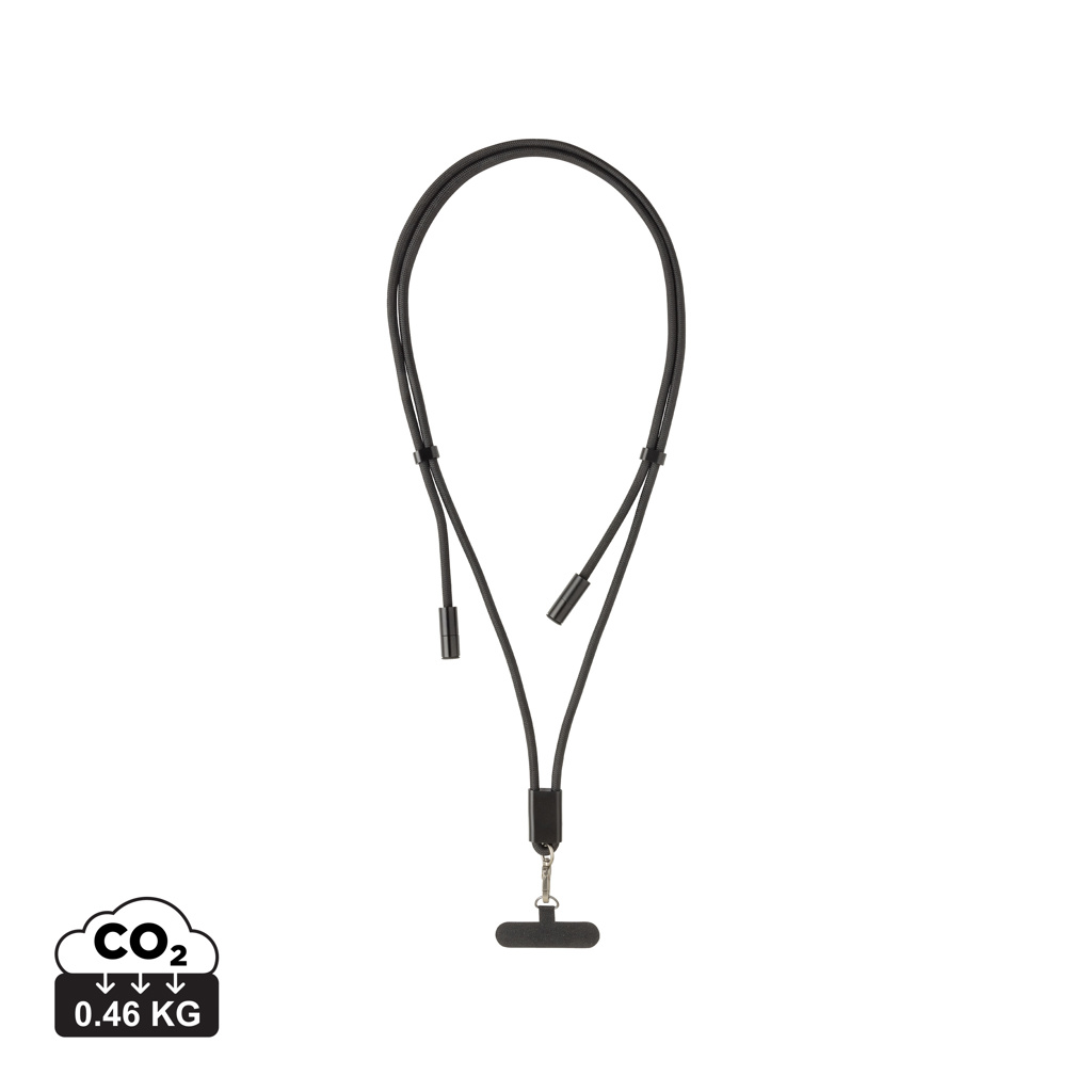 Cordon téléphone rPET RCS 60W à personnaliser LoopAmp Noir