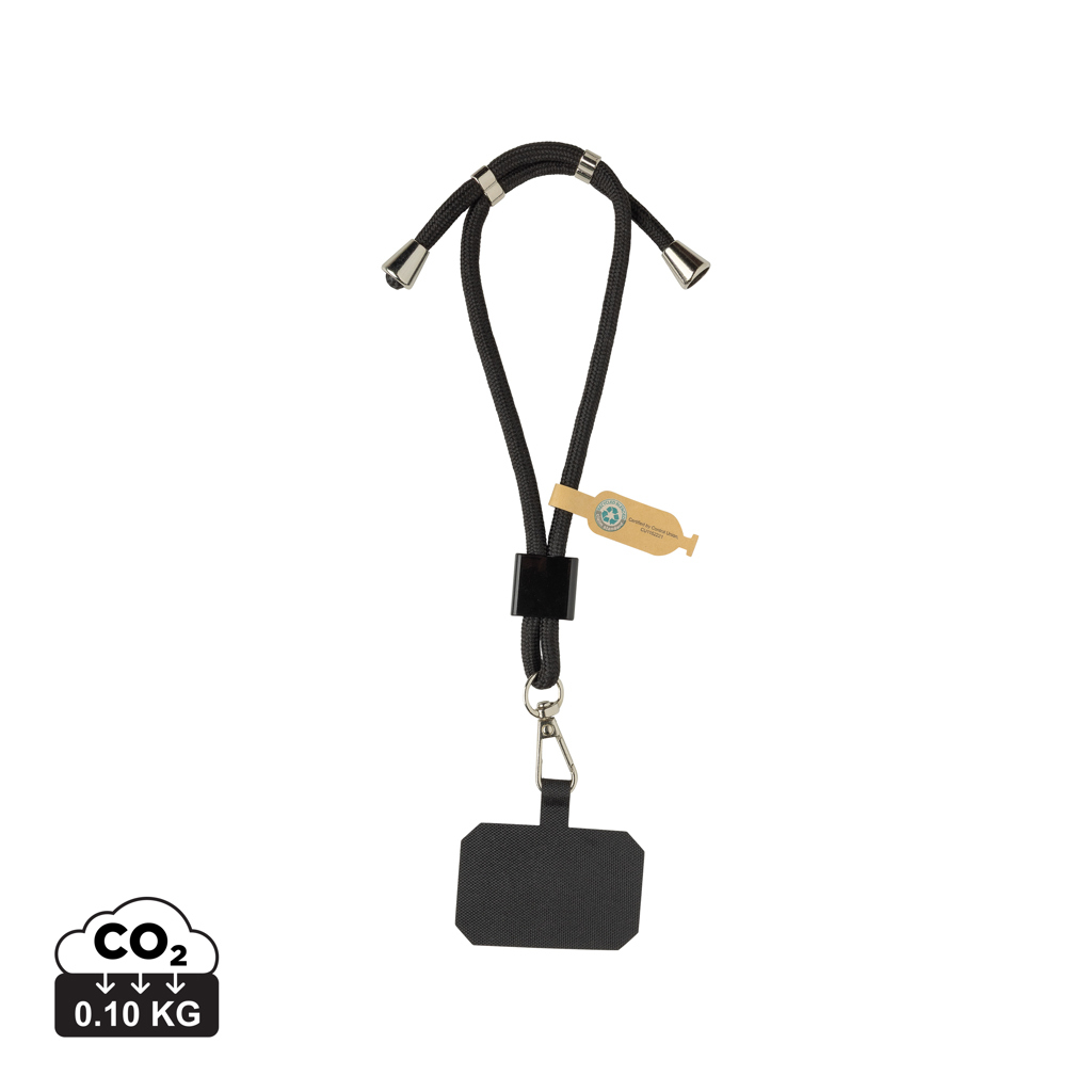Bracelet téléphone rPET RCS réglable personnalisable CarryLoop Noir