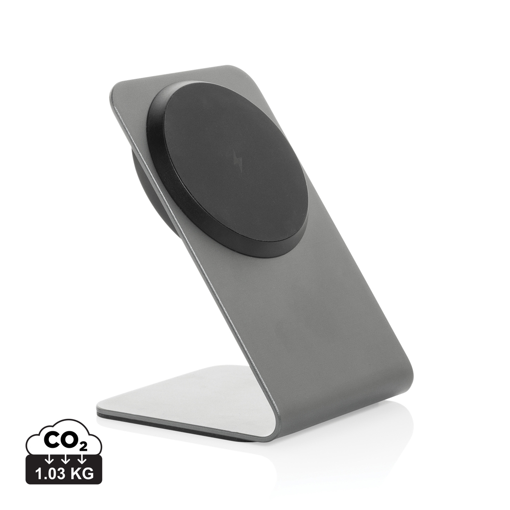 Support de recharge 15W aluminium publicitaire Terra Gris
