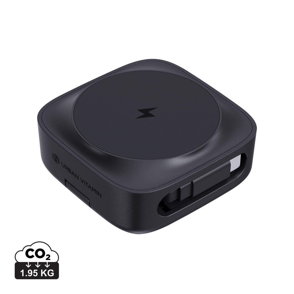 Chargeur 2 en 1 magnétique 15W promotionnel Golet Noir