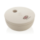Diffuseur rond beige en ABS avec bouton visible, logo apparent sur le dessus