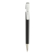 Stylo noir avec clip et embout métalliques, de face, marquage sur le clip.