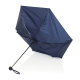 Parapluie bleu marine ouvert de trois quarts arrière avec poignée fine et dragonne.