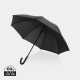 Parapluie noir ouvert de trois-quarts avec poignée courbée, sans personnalisation.