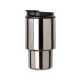 Tasse isotherme inox brillant avec couvercle noir, vue de face.