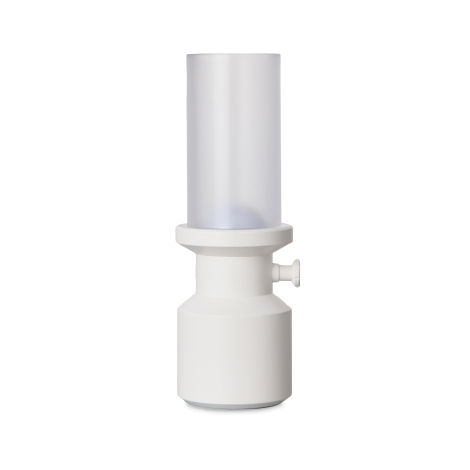 Lampe de table blanche avec diffuseur translucide et bouton latéral