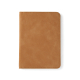 Housse à passeport rectangulaire en matière recyclée marron clair, vue de face fermée sans personnalisation.