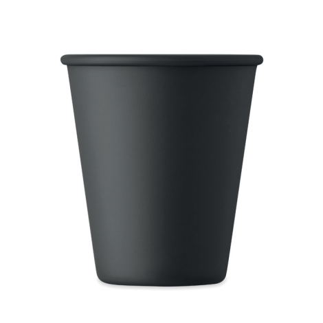 Gobelet en PLA noir simple paroi vu de face, sans marquage.