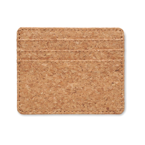 Porte-cartes en liège de dos avec couture visible, sans personnalisation.