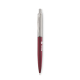 Stylo bille métallique rouge et argenté présenté de face avec marquage visible.