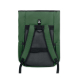 Sac à dos vert en polyester 600D RPET vu de dos avec bretelles réglables et panneau dorsal en mesh respirant.