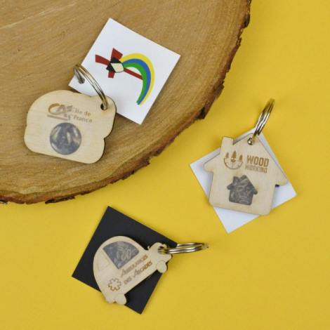 Porte-clé en bois avec graines personnalisable