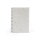 Carnet A6 en papier graines à inclusions, reliure spirale gauche. Carnet A6 en papier graines à inclusions, reliure spirale gauche.