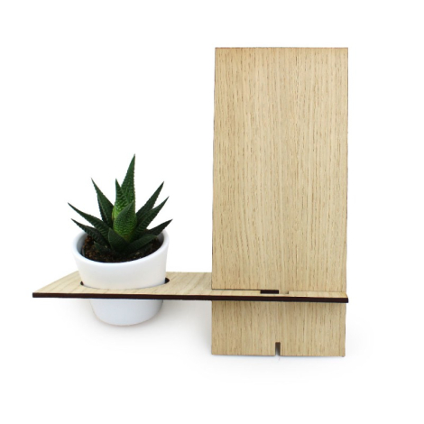 Support téléphone personnalisable avec plante en bois de chêne