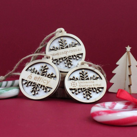 Boule de Noël en bois et papier graines personnalisable