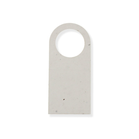 Collerette rectangulaire en papier à inclusions avec découpe ronde pour passage autour du goulot.