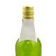 Collerette trapézoïdale en papier à inclusions fixée au goulot d’une bouteille.