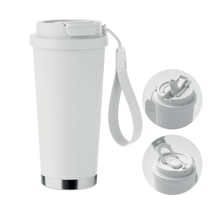 Gobelet isotherme promotionnel 500ml recyclé Topaz Large Blanc