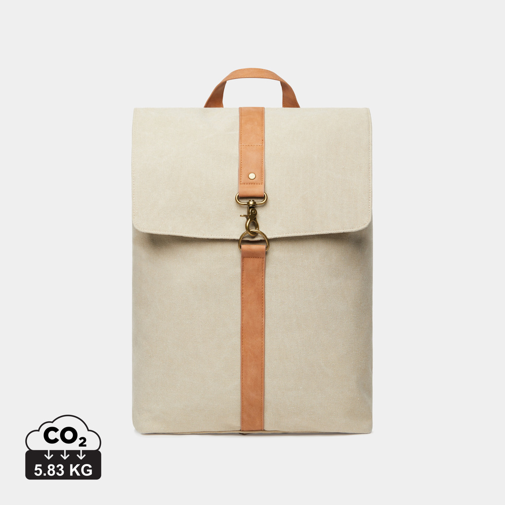 Sac à dos promotionnel en toile recyclée Bosler VINGA Beige