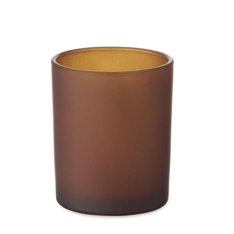 Bougie publicitaire en verre avec mèche bois Kivas Wood