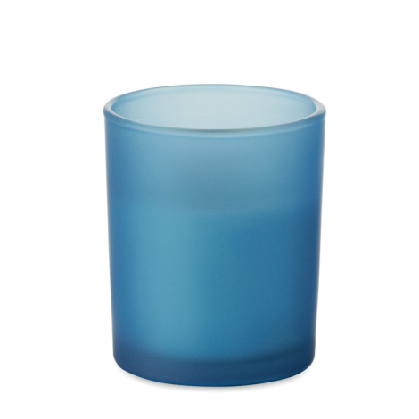 Bougie publicitaire en verre avec mèche bois Kivas Wood