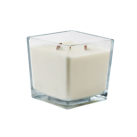 Grande bougie carrée en verre personnalisable Riuada