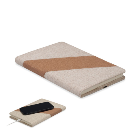 Carnet personnalisable A5 avec chargeur 15W Cortona