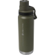 Bouteille isotherme kaki 700 ml avec couvercle noir à anse intégrée, marquage visible sur la face avant.